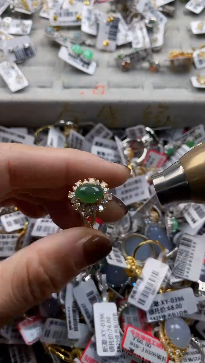 翡翠戒指银S925镶嵌333---2