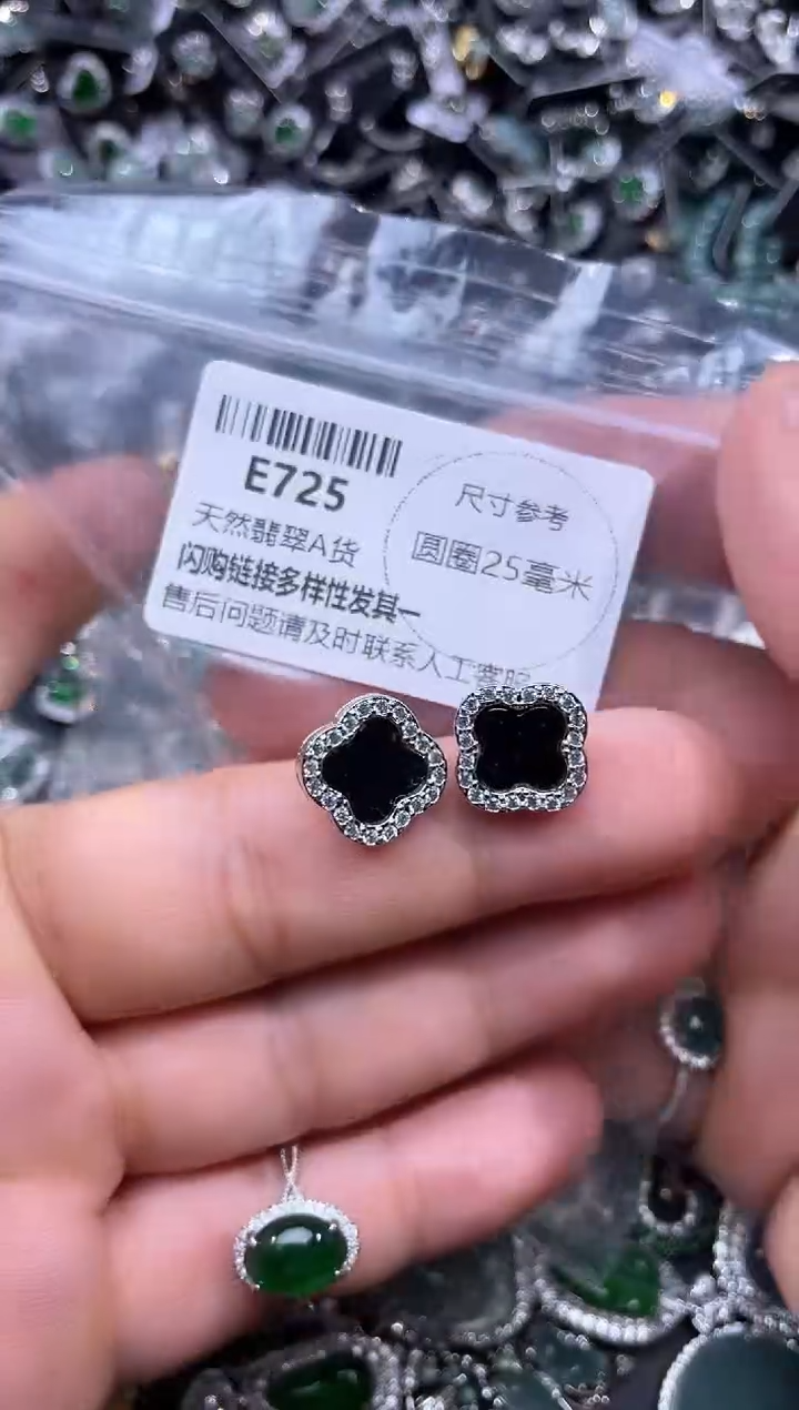 【闪购商品】翡翠颈饰未镶嵌E725耳钉