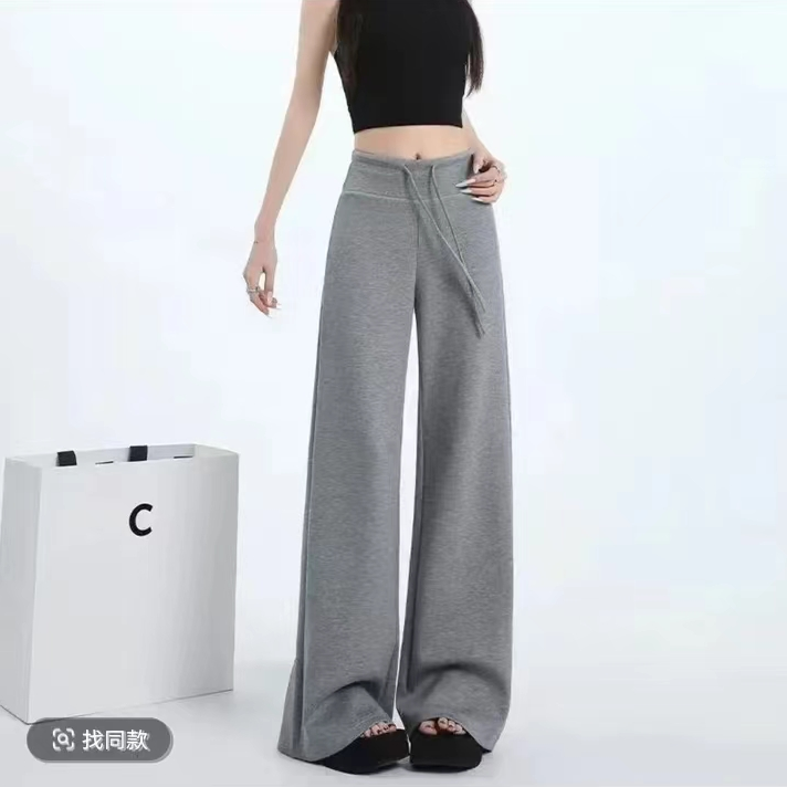 高品质曼芭棉春夏薄款运动裤女2025高腰休闲显瘦拖地卫裤