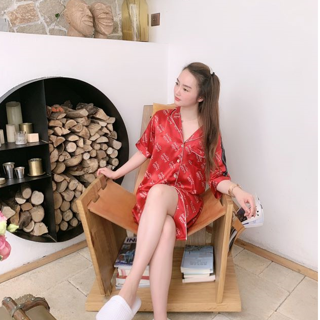 【断码清货】女士重磅100%6A真丝喷绘衬衫裙D-6122