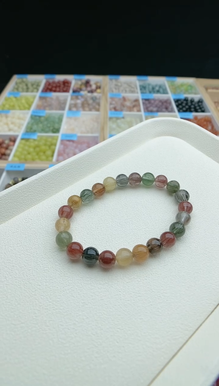 未镶嵌手串水晶369（需拍四个）彩发晶手串8MM（2号）