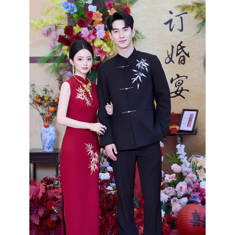 新中式男装订婚高级感痞帅唐装礼服夹克外套西服休闲宽松日常可穿