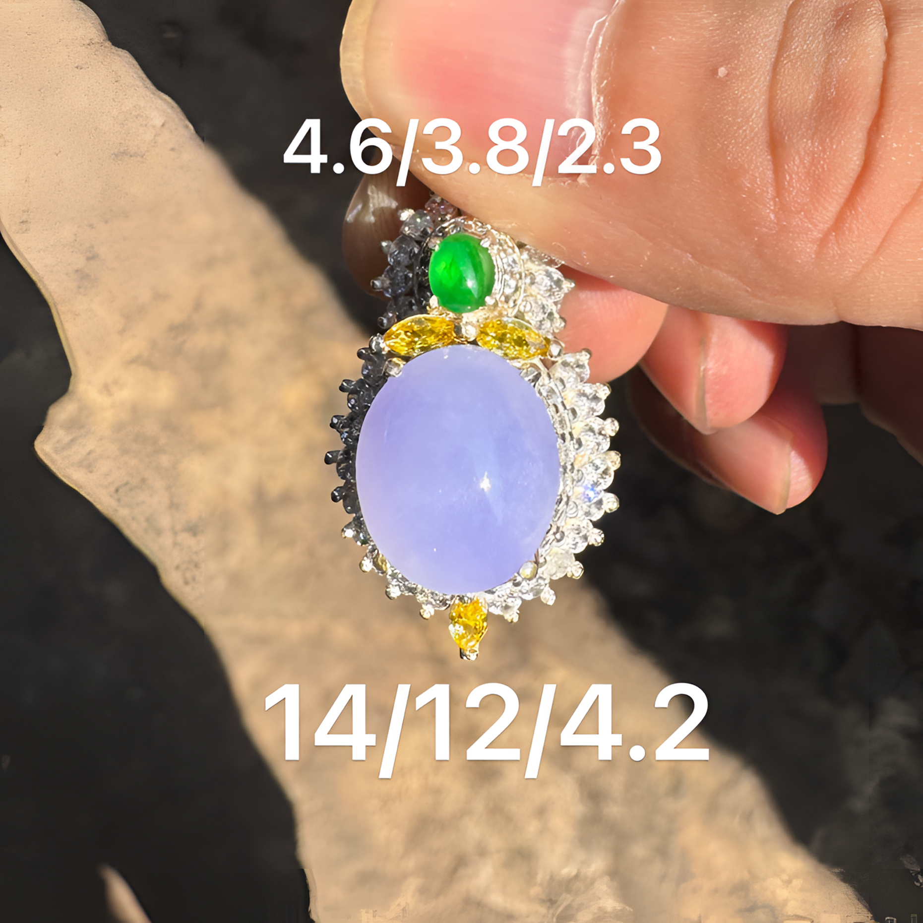 0205(小哪吒在源头)冰种翡翠紫罗兰戒面干净肉细色浓郁M300