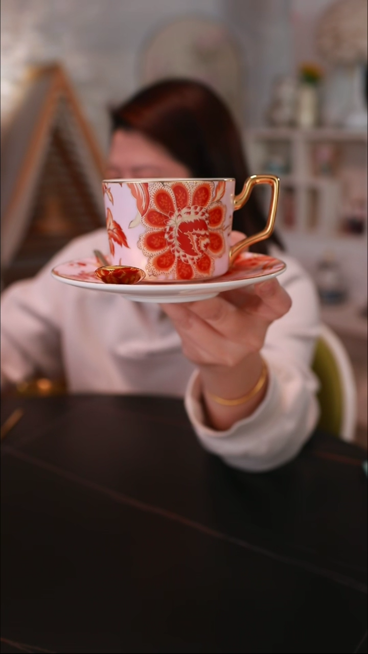 【闪购商品】`金玉满堂咖啡杯红粉色E815