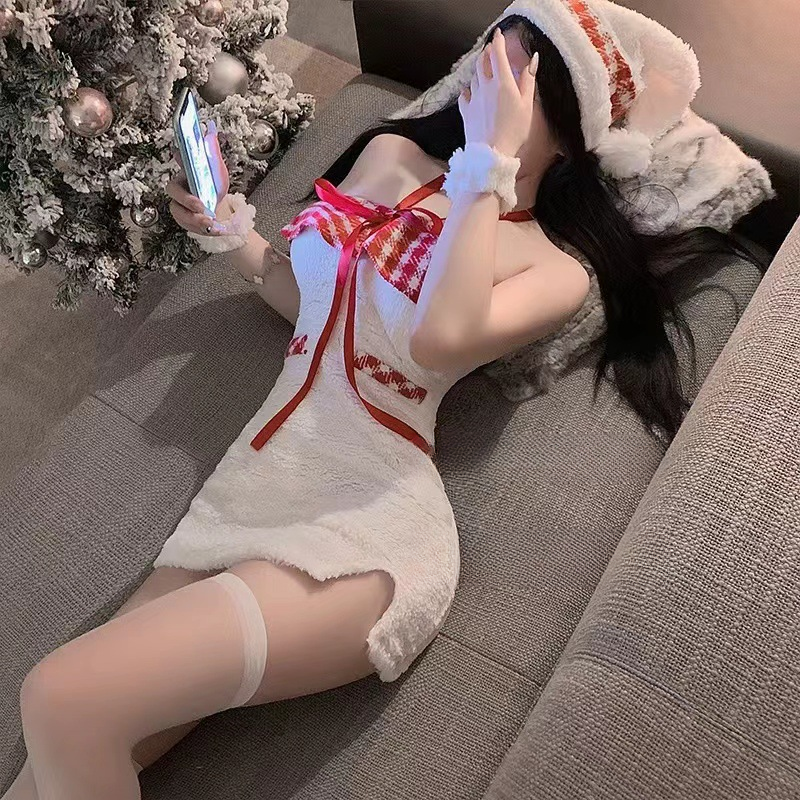 【蜜桃】丝绒夏季连衣裙纯欲性感新年战袍红色舞台演出套装cos制服