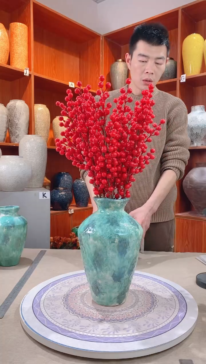 【闪购商品】瓶 陶瓷花瓶 无花 彩陶三件套 大号