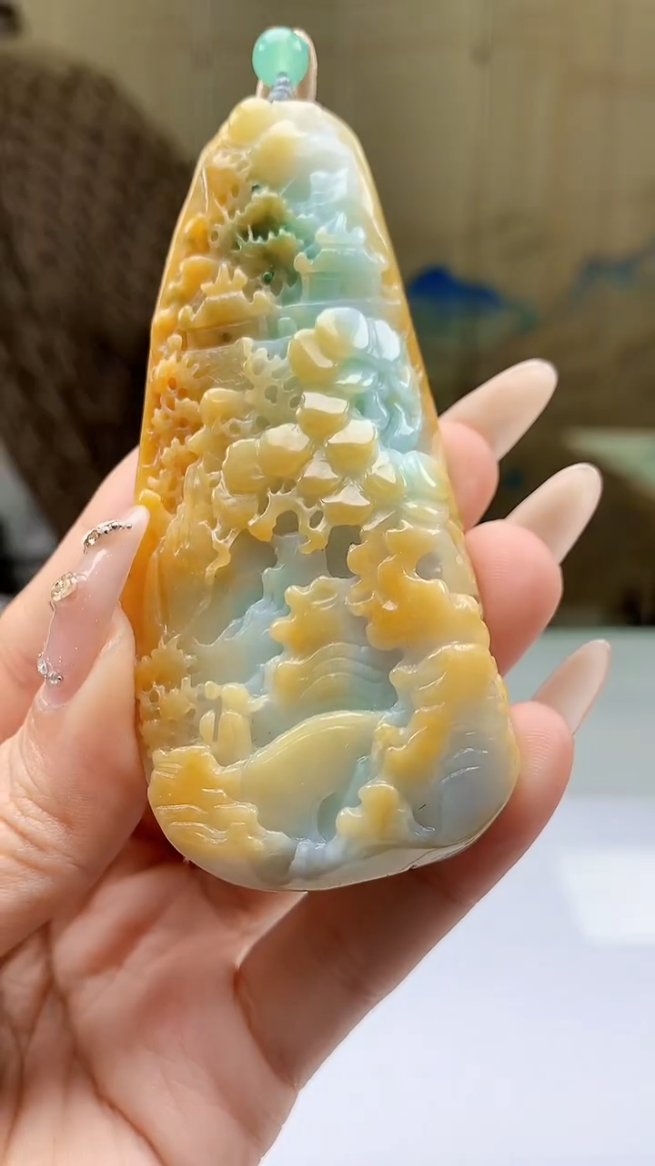 【闪购商品】定制翡翠未镶嵌4812ty-毛货挂件50