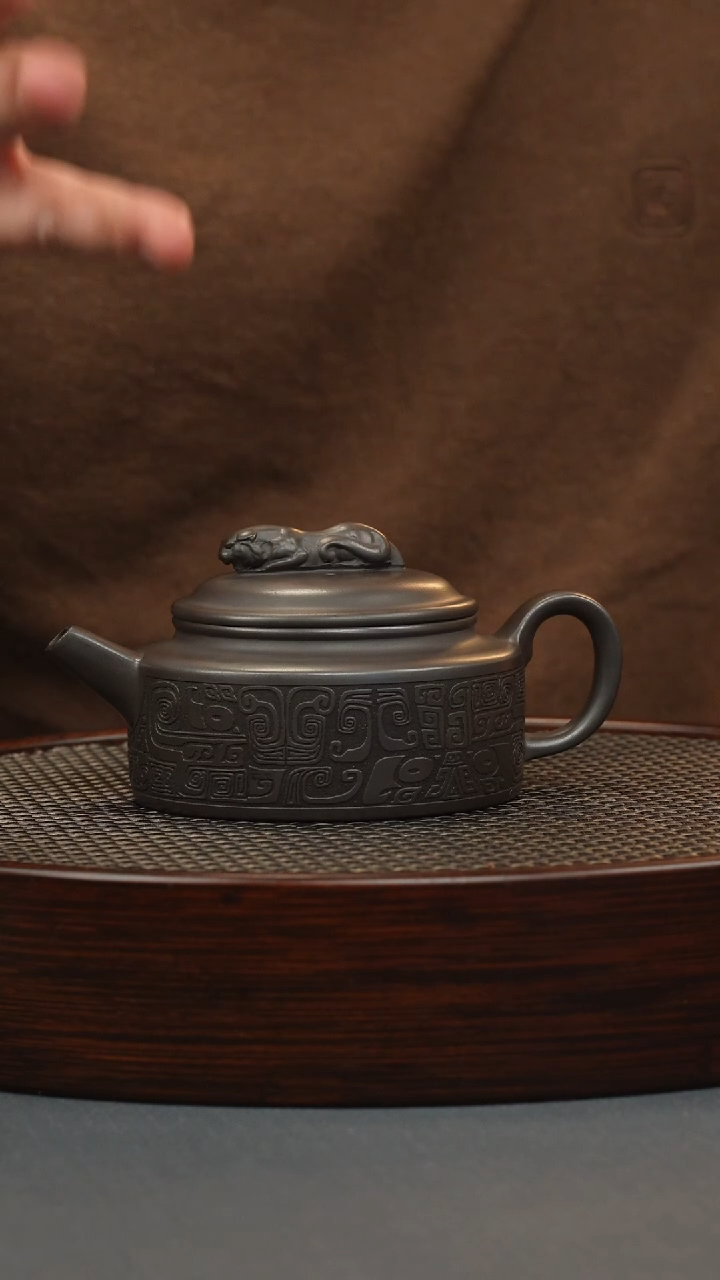 【闪购商品】紫砂茶壶石黄 虎钮德钟 饕餮纹