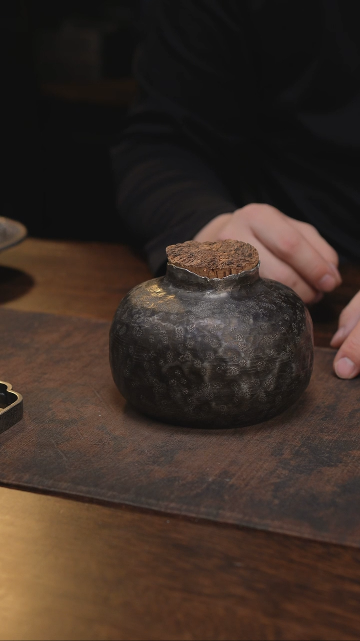 纯锡全手橡木塞茶叶罐