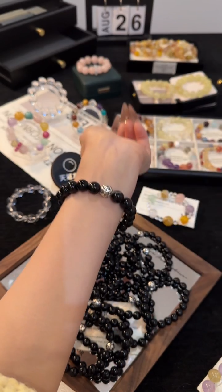 合金手链水晶杨幂同款黑玛瑙x3334