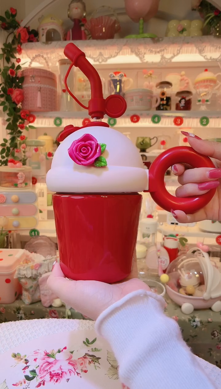 玫瑰花保温杯——手工制作品质好！