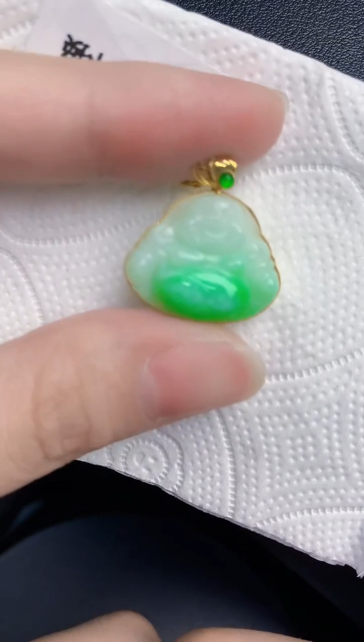 颈饰18K金镶嵌翡翠天然翡翠缅甸A货