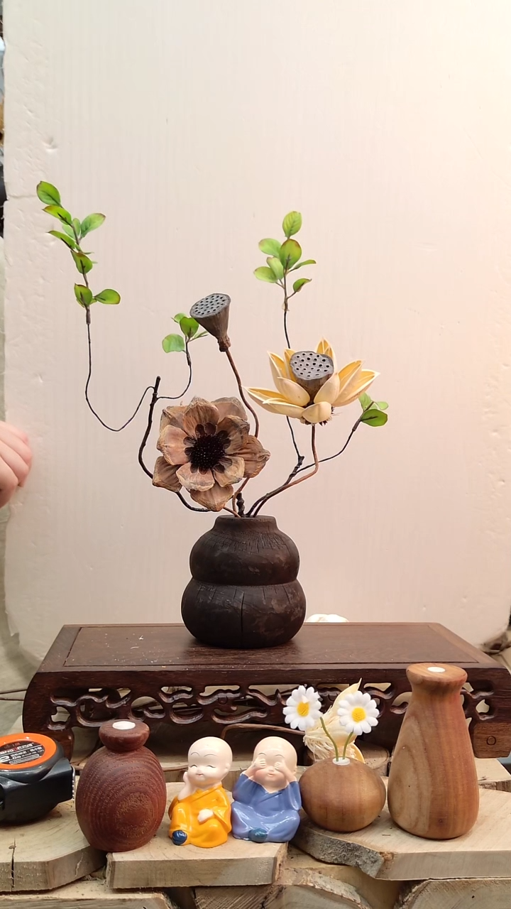 木实木花瓶配花一套