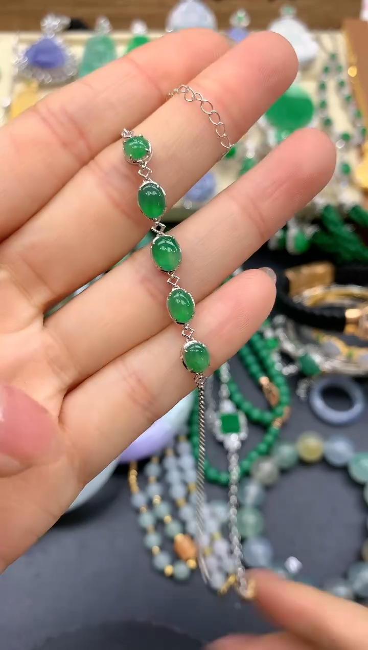 【闪购商品】翡翠手链18K金镶嵌259-中国好珍宝