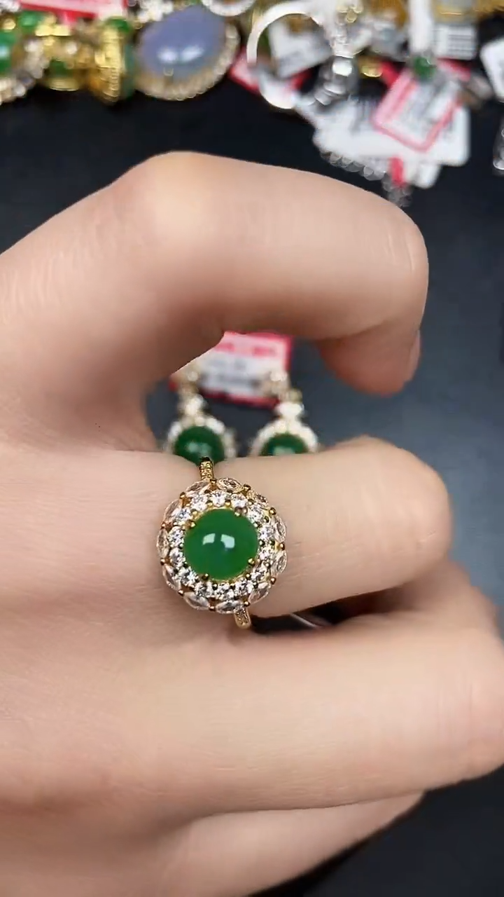 银S925镶嵌戒指翡翠3980