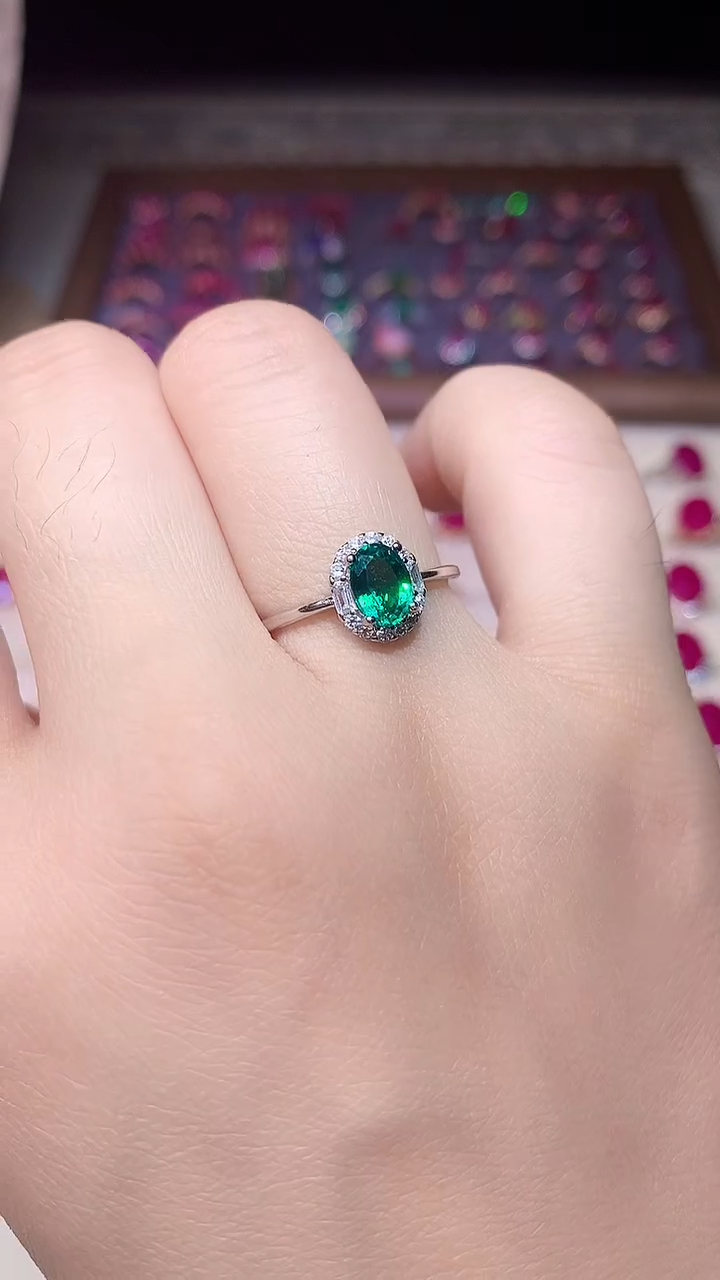 【闪购商品】祖母绿戒指银S925镶嵌0000