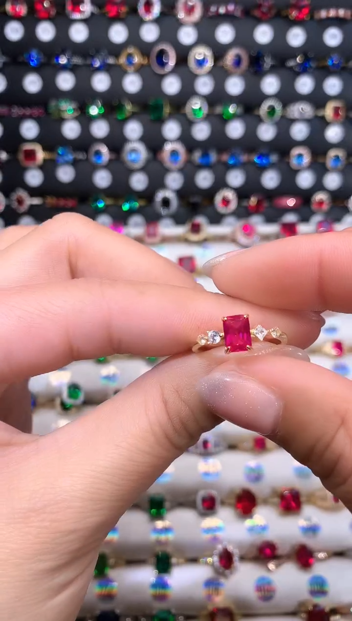 【闪购商品】红宝石戒指银S925镶嵌57金