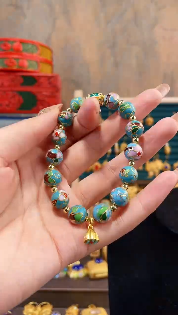 【闪购商品】非遗景泰蓝手串天蓝