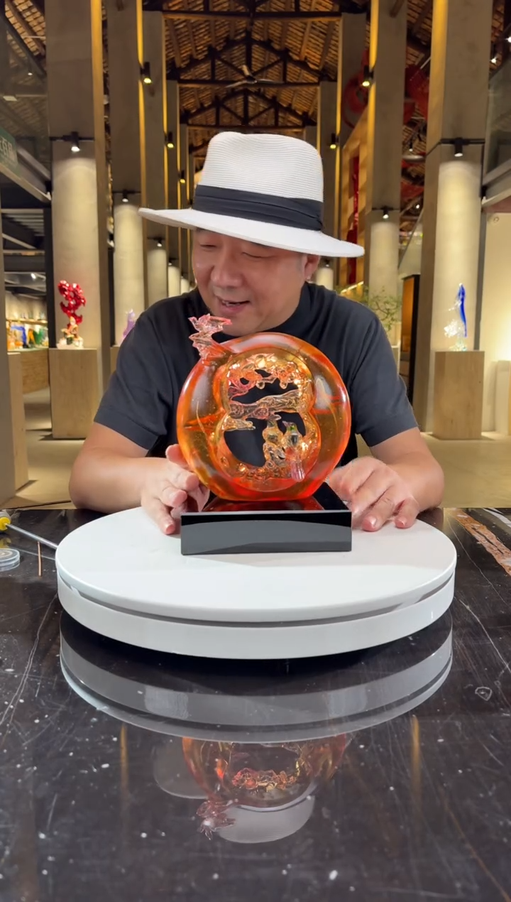 摆件艺术琉璃摆件+黑色小底座