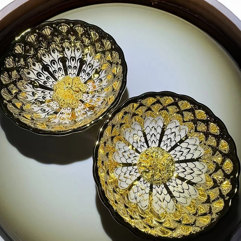 金玉满堂 (盘龙+凤凰)对杯手工瓷器（无礼盒）