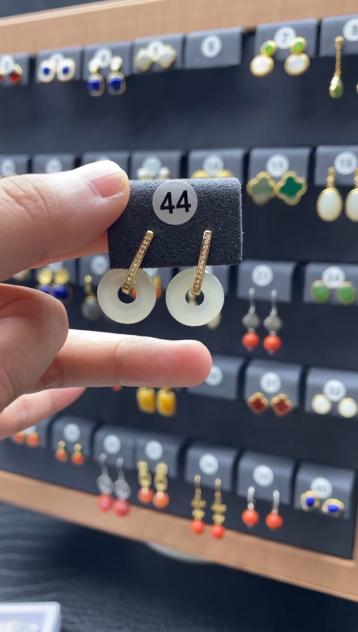 【闪购商品】和田玉耳饰银S925镶嵌0044