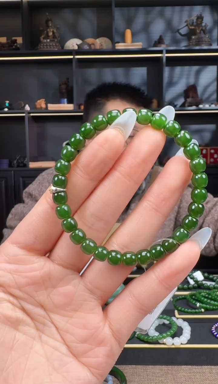 【闪购商品】和田玉1未镶嵌7mm碧玉老型手串