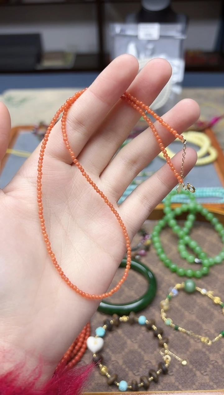 颈饰未镶嵌南红玛瑙南红小米珠项链2mmZD