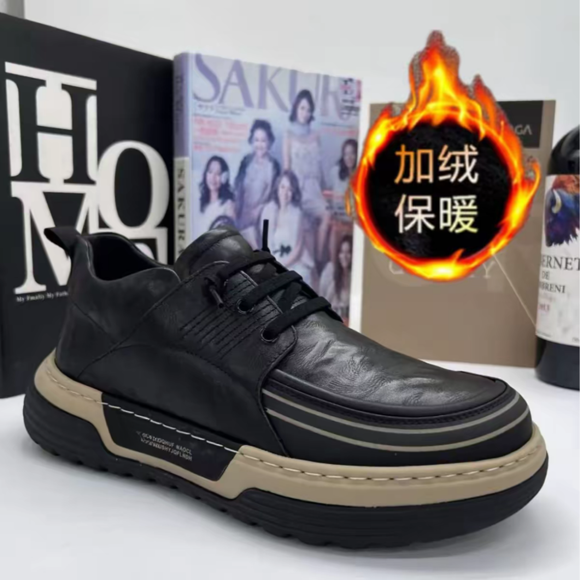 【爆款热卖】秋冬加绒2025一脚蹬潮流百搭韩版休闲运动男鞋时尚潮鞋