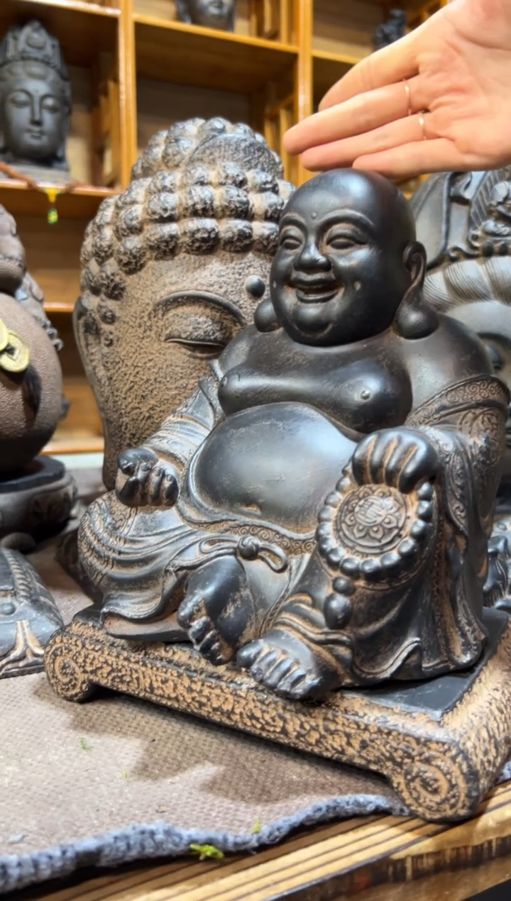 陶土大肚佛+小江枫底座