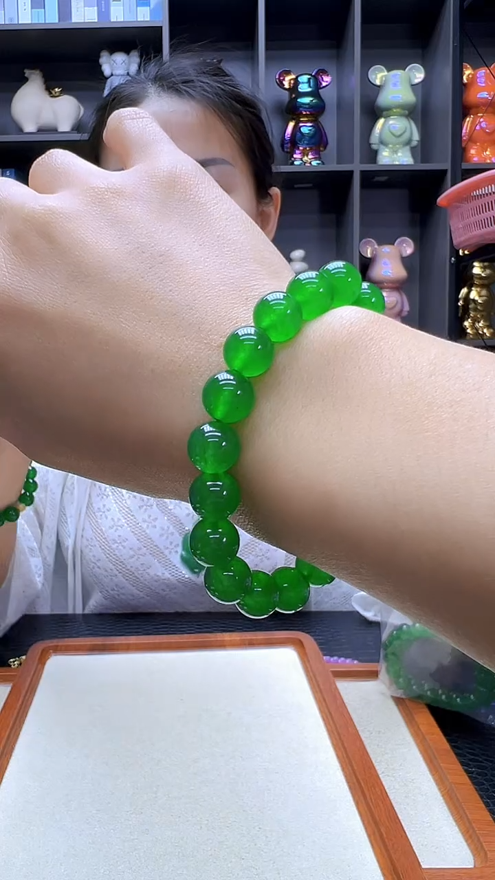 翡翠未镶嵌颈饰沉白diy劲饰10mm手链