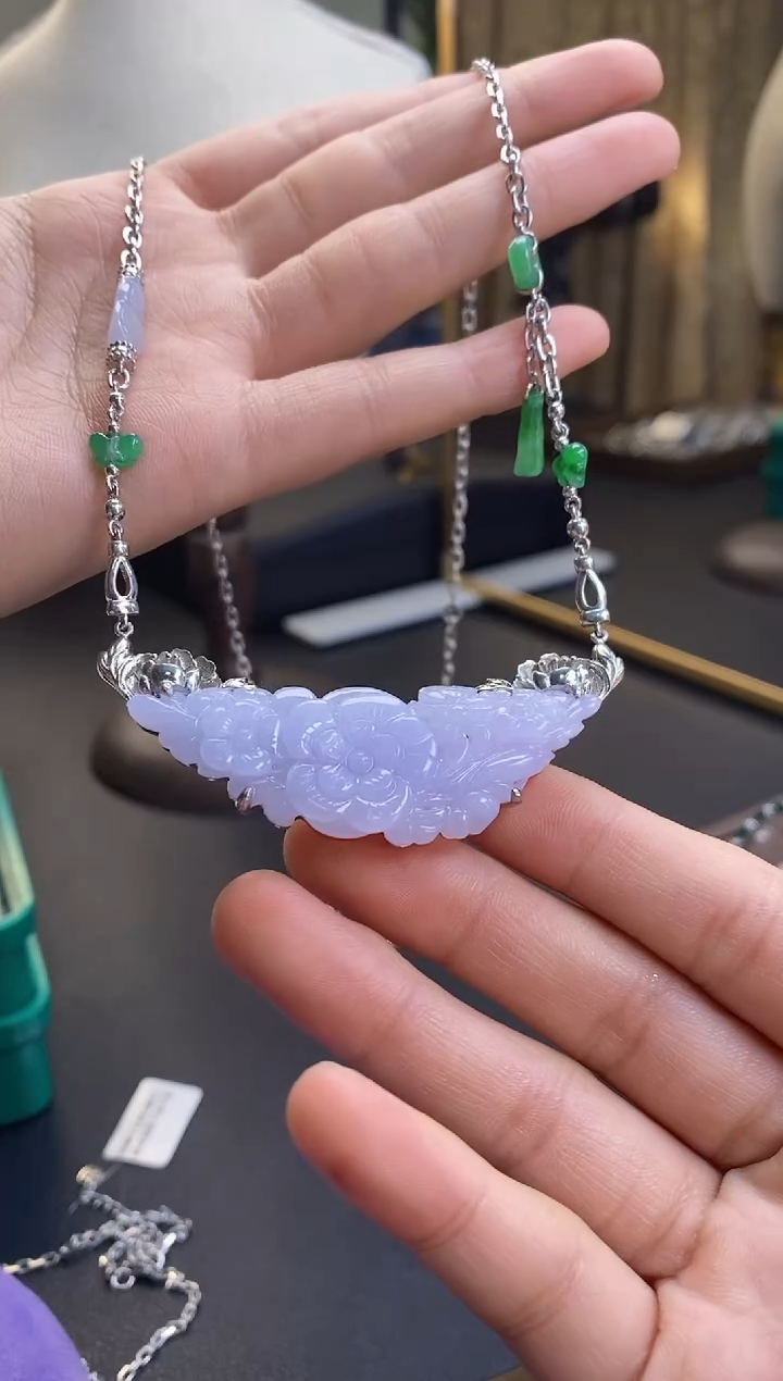 颈饰银S925镶嵌翡翠19612