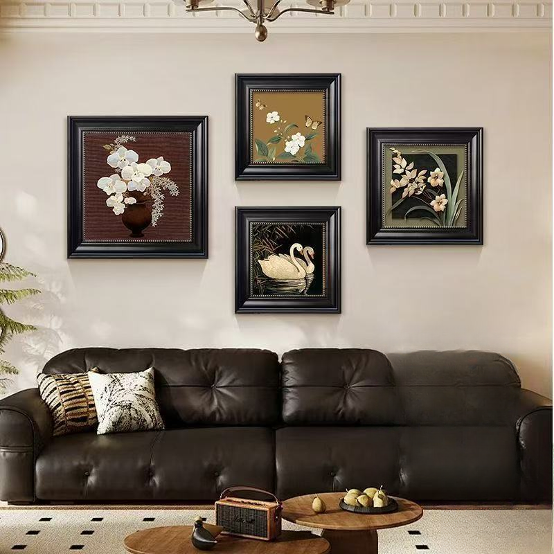 复古艺术花卉组合装饰画适用于客厅卧室玄关餐厅沙发背景墙XP2