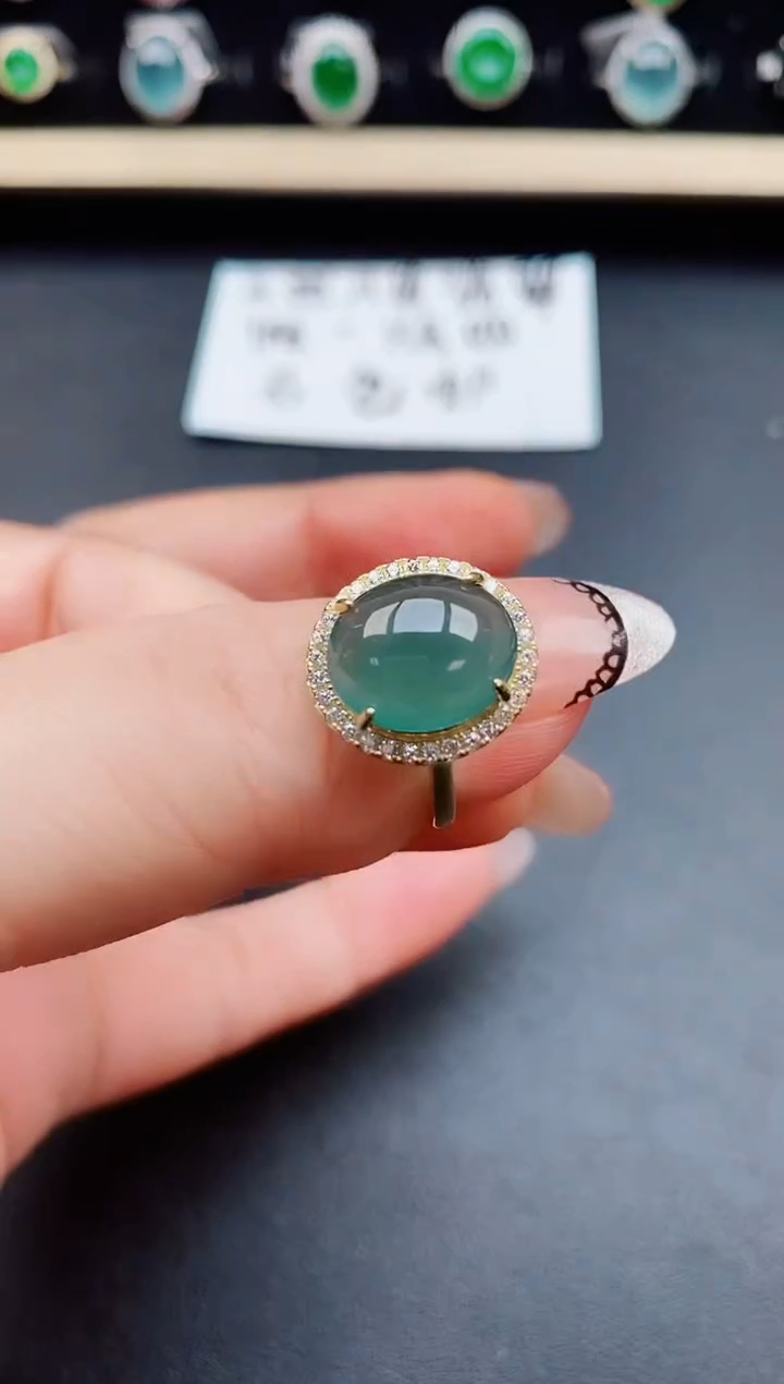 翡翠戒指银S925镶嵌31321
