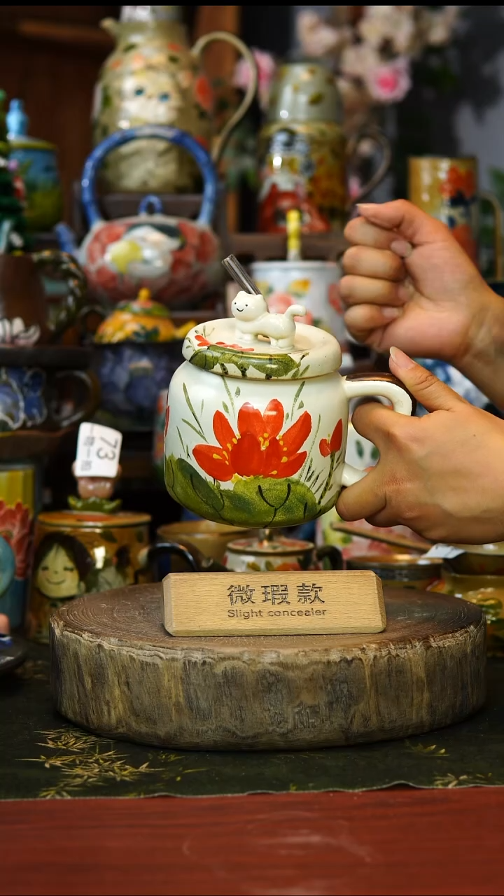 花瓶微瑕75景德镇手工釉下彩陶瓷