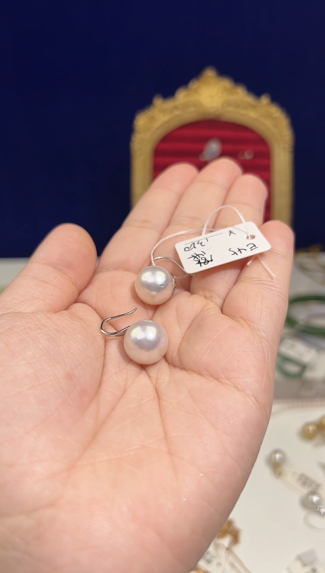 颈饰14K金镶嵌海水珍珠甜**️精美时尚珍珠耳挂