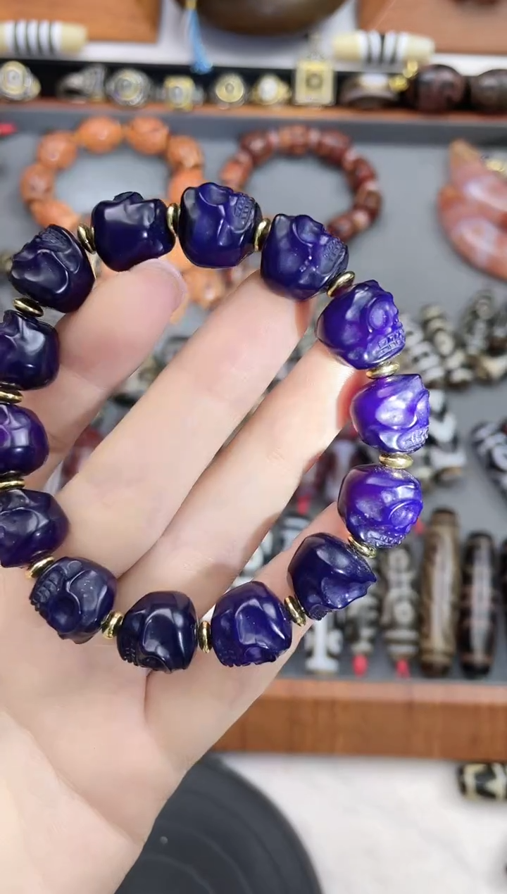 玛瑙/玉髓手串未镶嵌紫色尸尸手串