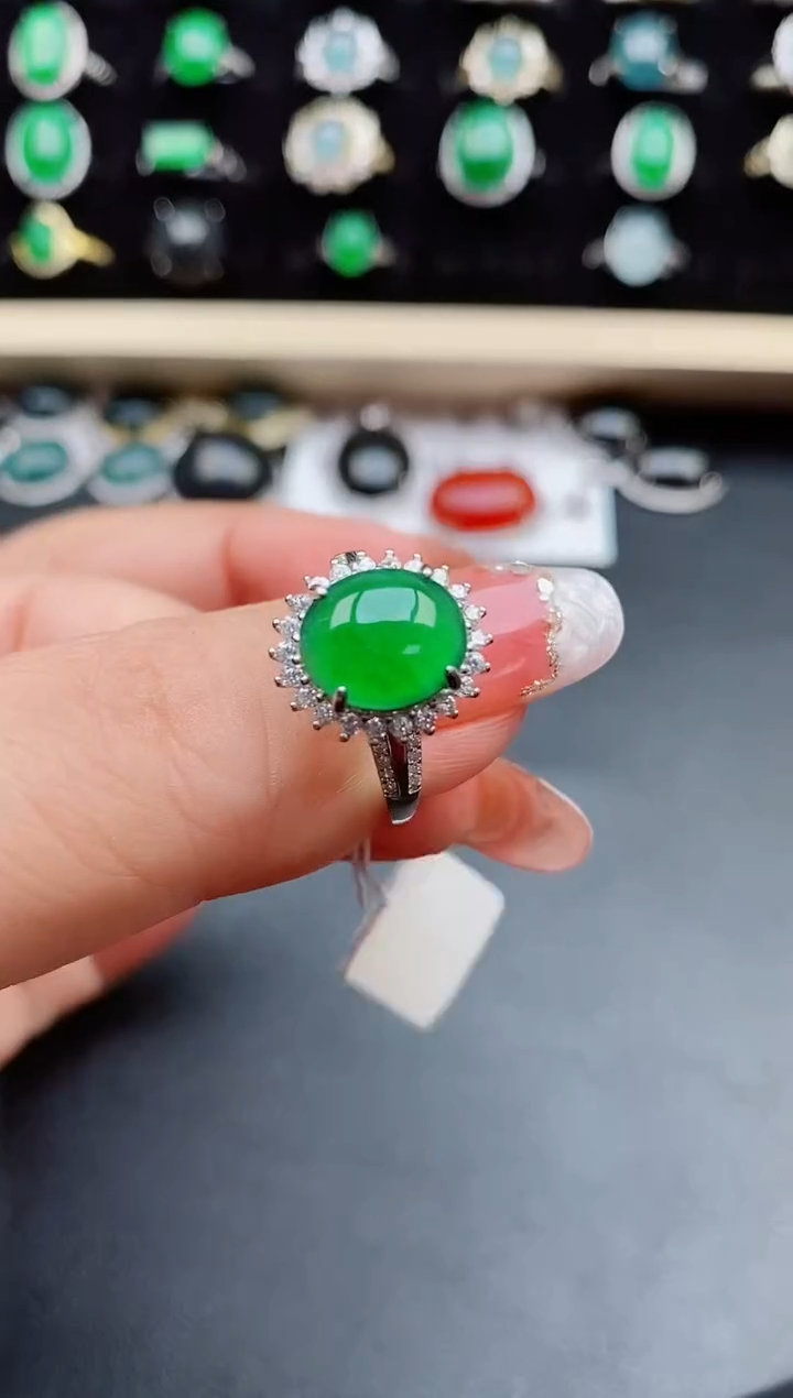 【闪购商品】翡翠戒指银S925镶嵌08000