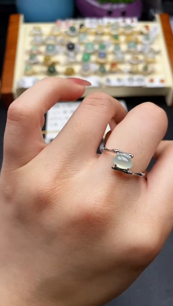 翡翠银S925镶嵌戒指5555555+10