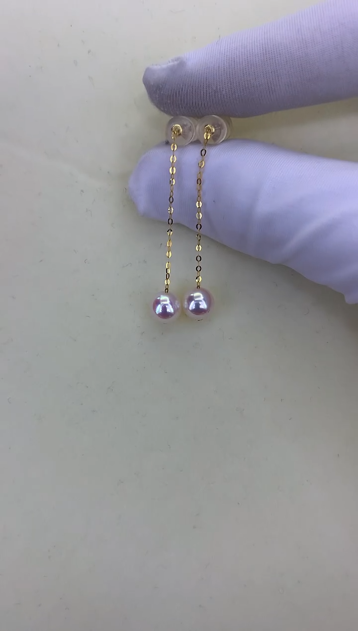 18K金镶嵌DA海水珍珠 GD040 6-7 耳线定制