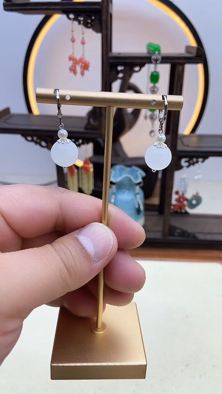 【闪购商品】和田玉耳饰银S925镶嵌105号