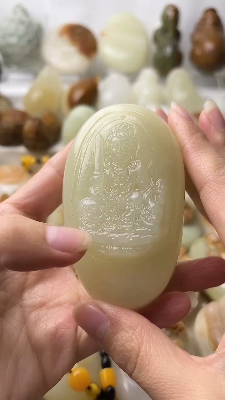 石材古青石棉纹正常不退换文殊菩萨