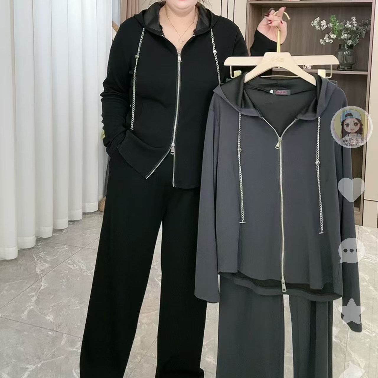 279欧货洋气连帽拉链两件套（上衣+裤子）