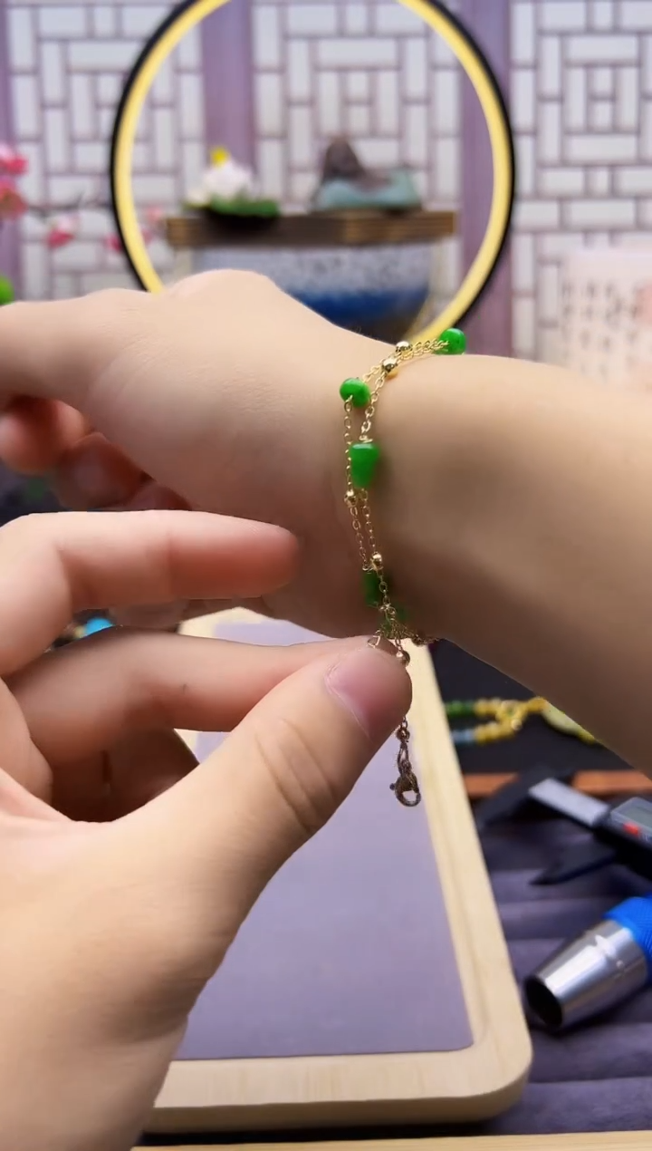 翡翠14K金镶嵌颈饰X642