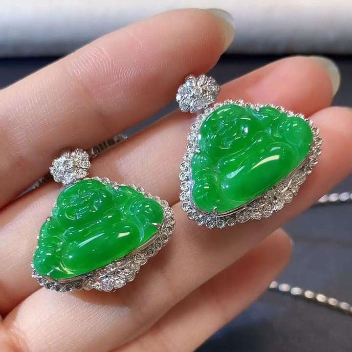 玥集珠宝 18K金 翡翠佛公吊坠（不含链） 多样性发货一件 BG