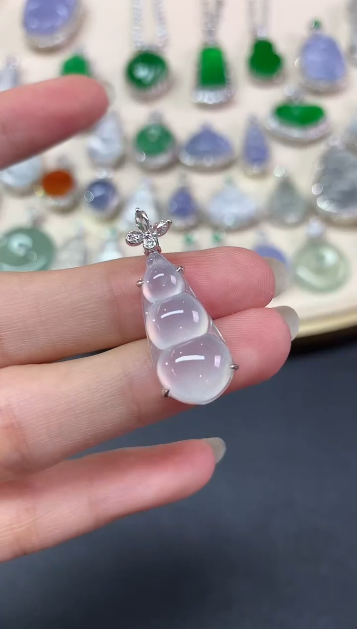 吊坠(不含链)18K金镶嵌翡翠吊坠(不含链)|3800