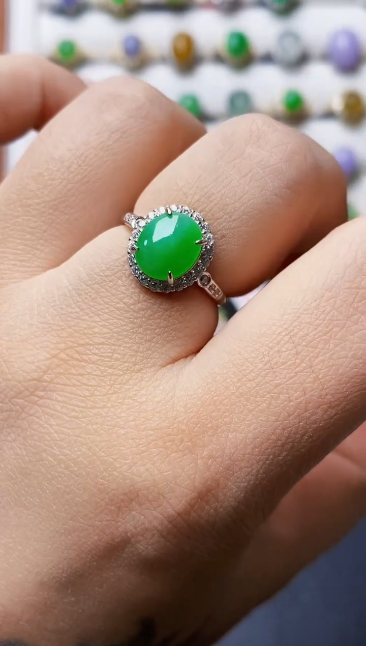 银S925镶嵌戒指翡翠2081