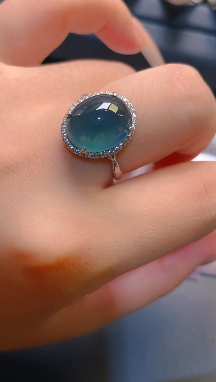 翡翠银S925镶嵌耳饰天然