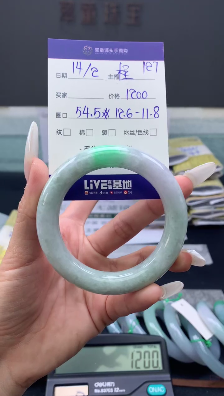 【闪购商品】翡翠手镯未镶嵌翡翠手镯圈口54#1200元