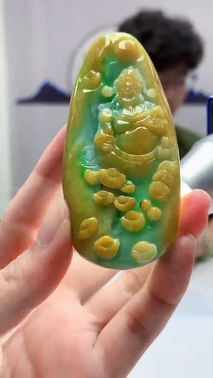 【闪购商品】定制翡翠未镶嵌4688zm-毛货挂件财神23