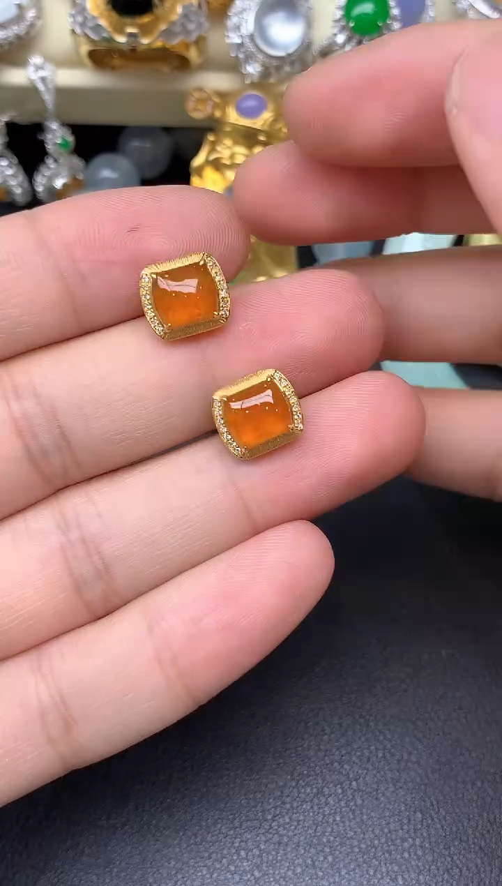 18K金镶嵌翡翠耳饰16-雪姐翡翠天天见